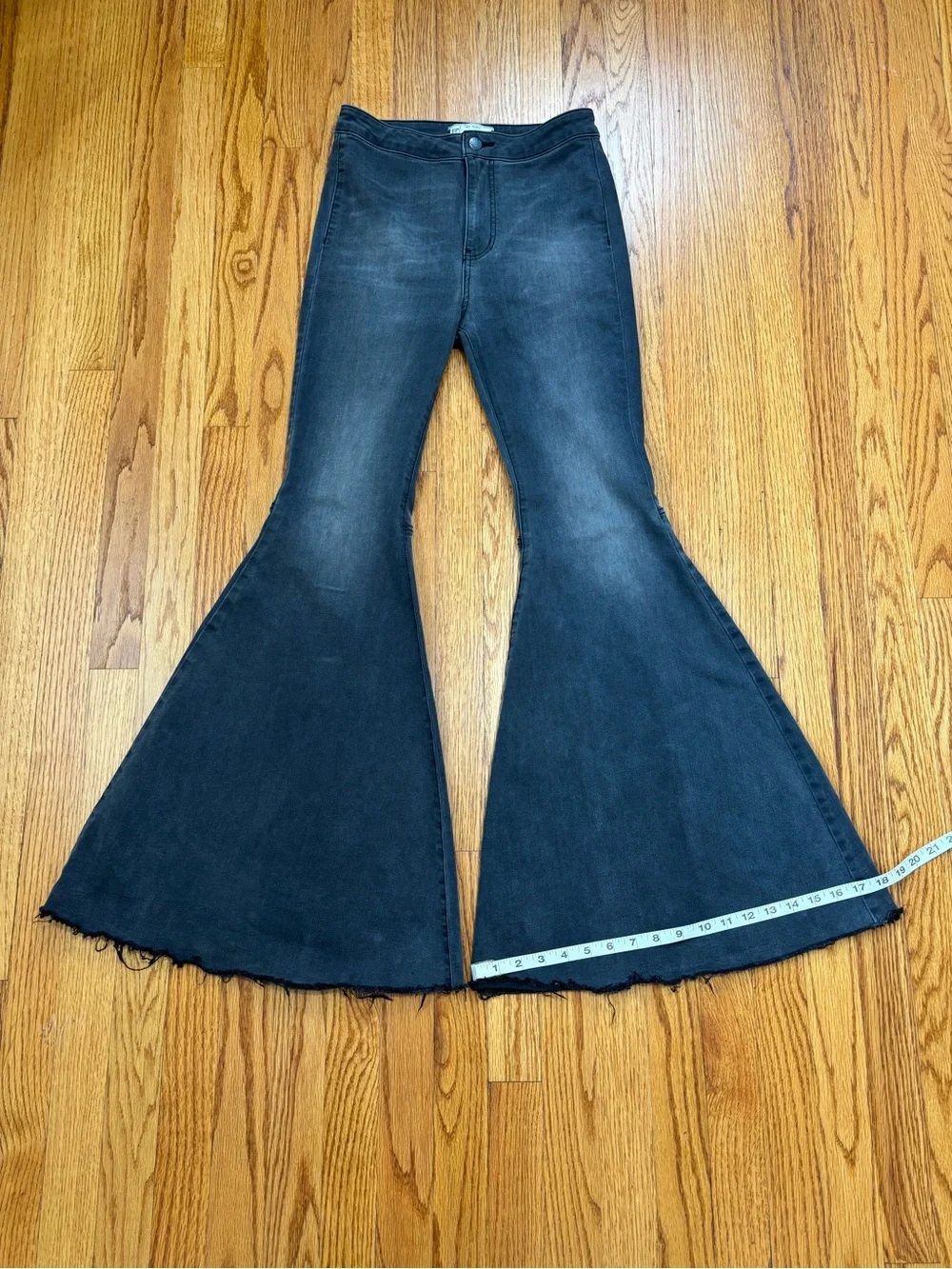 Free People The Float On Flare High Rise Washed Black Jeans Boho Preppy Cowgirl